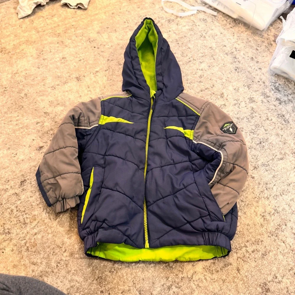 Protection System Kids Boys Blue Gray Neon‎ Green Puffer Winter Jacket 2T 3T